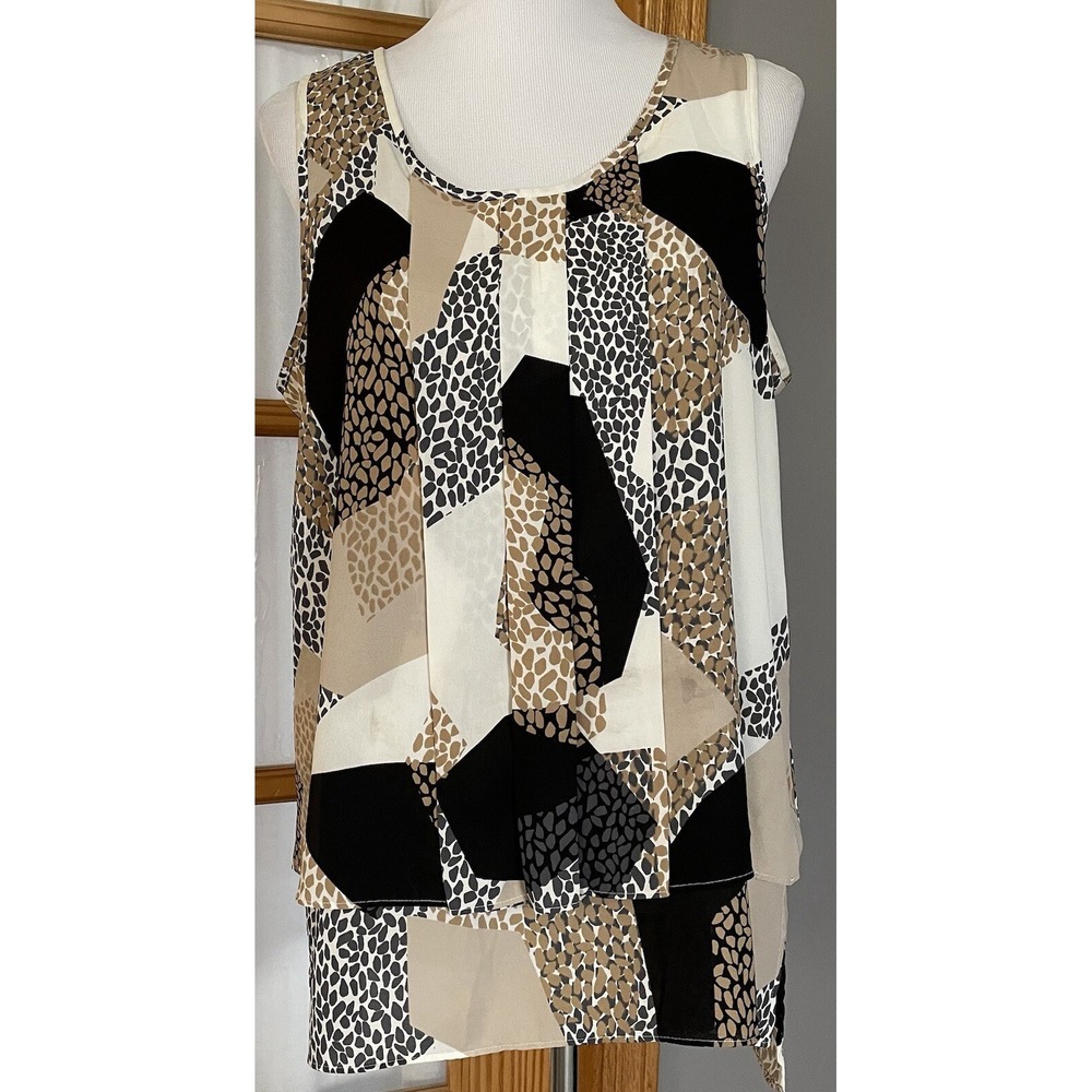 Y2K Alfani Layered Blouse Women's 12 Pleated Chiffon Artsy Career Lagenlook Boho